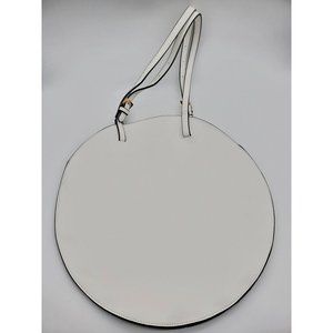 Un Billion Clover Tote Round White Leather Bag 14.9" Women Import Magnet Closure